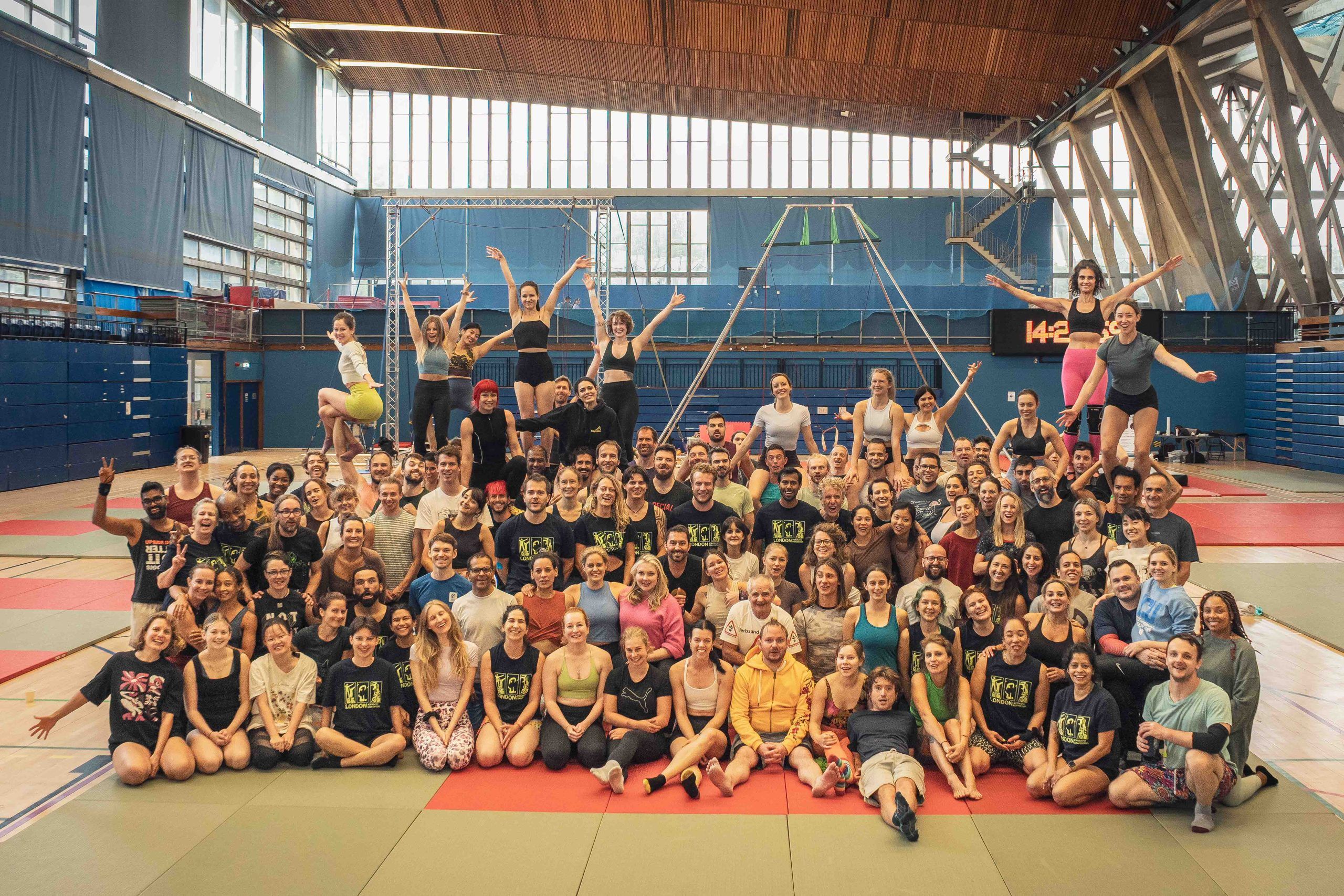 Main seated/standing Group shot of attendees at London Acro Convention 2025