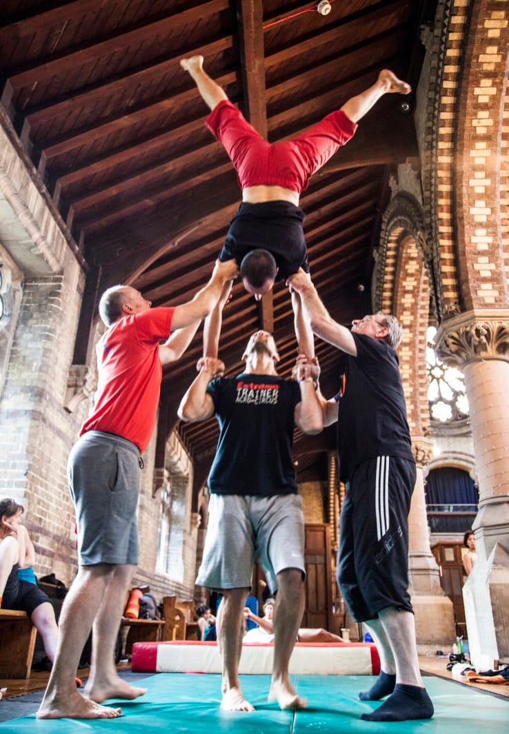 Beginners practicing acro at the event