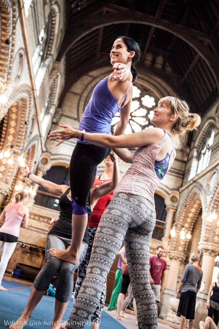 Beginners practicing acro at the event